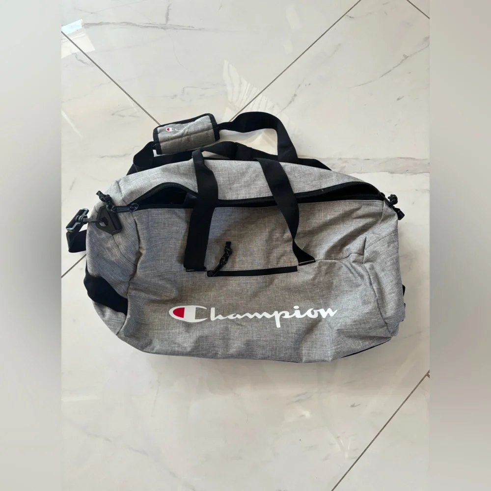 Champion Gray & Black Duffel Bag with Logo